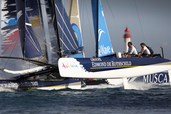 Groupe Edmond de Rothschild on day 4 of the Extreme Sailing Series Almeria 2010 -  Photocredit: Paul Wyeth/OC Events