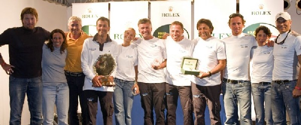  Melges 24, (left) AIRIS, ITA, Sandro Montefusco, 2nd place; BLU MOON, SUI, Flavio Favini, 1st place, UKA UKA, ITA, Lorenzo Bressani, 3rd place