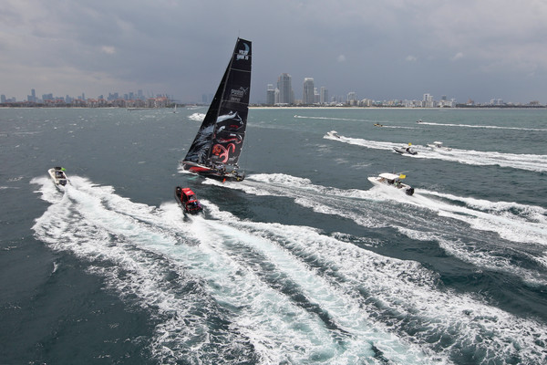 n: 	PUMA Ocean Racing powered by BERG, skippered by Ken Read from the USA, take first place, on leg 6 from Itajai, Brazil, to Miami, USA, during the Volvo Ocean Race 2011-12. (Credit: IAN ROMAN/Volvo Ocean Race) 