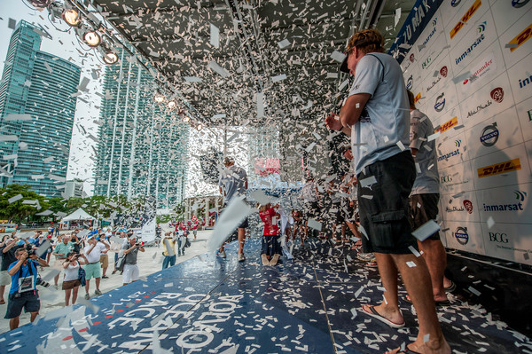 PUMA Ocean Racing powered by BERG, skippered by Ken Read from the USA, wiN the award for 1st place for leg 6 of the Volvo Ocean Race 2011-12, at the Prize Giving Ceremony in Miami, USA., during the Volvo Ocean Race 2011-12. (Credit: PAUL TODD/Volvo Ocean Race)