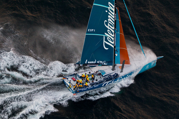 Team Telefonica, skippered by Iker Martinez from Spain finishes first on leg 1 of the Volvo Ocean Race 2011-12 from Alicante, Spain to Cape Town, South Africa  - Photo Credit: IAN ROMAN/Volvo Ocean Race