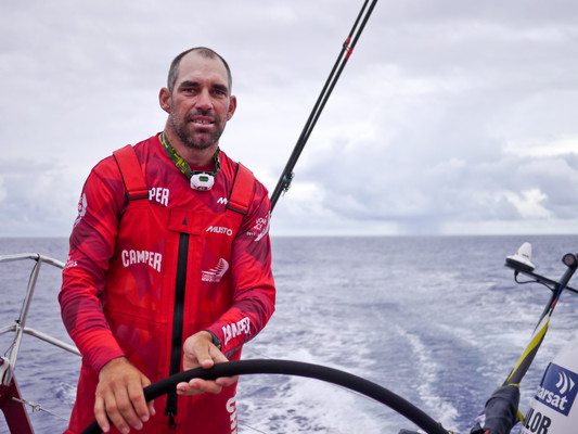 Stuart Bannatyne driving in the Doldrums - CAMPER with Emirates Team New Zealand  - Photocredit: Hamish Hooper/CAMPER ETNZ/Volvo Ocean Race