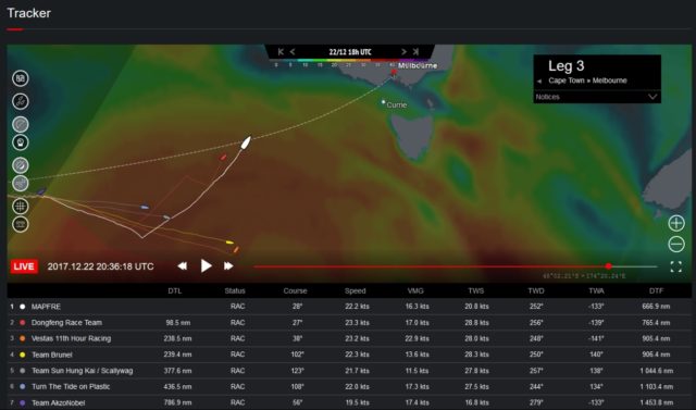 Volvo Ocean Race 2017-18 - Leg 3 - DONGFENG nach Stealth Modus - Screenshot © VOR Website 2017